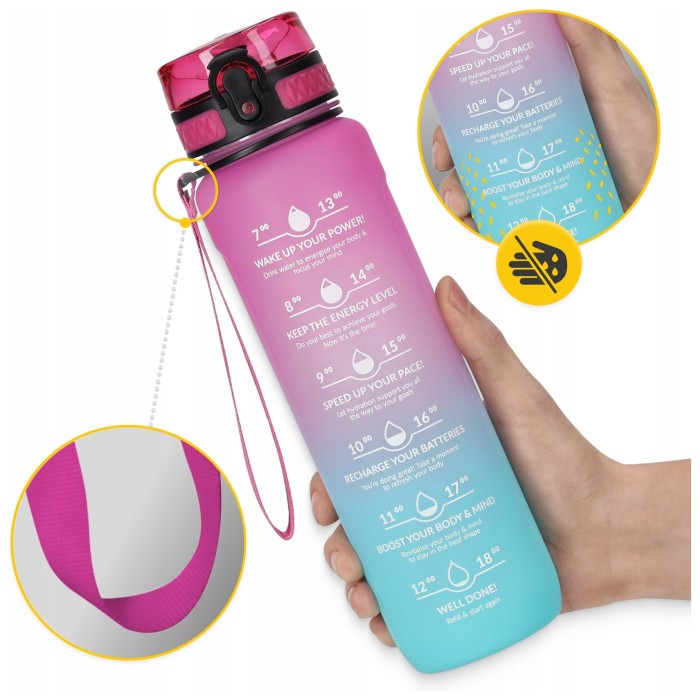 Пляшка для води спортивна 4FIZJO 1000 мл Pink/Sky Blue (P-5905973400770)
