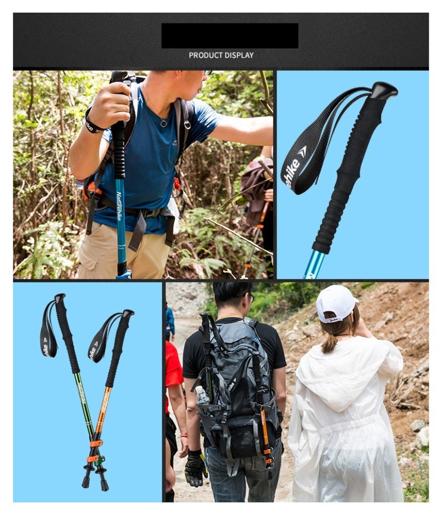 Трекинговая палка 3-сек. Naturehike Women 6061 AL NH17D001-Z, 57-120 см, алюминий, зеленый