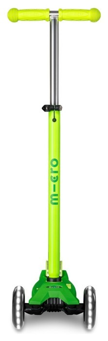 Самокат MICRO серії "Maxi Deluxe Neon LED" – ЗЕЛЕНИЙ ПАПУГА (до 50 кг (kg), 3-х колісний, світло)
