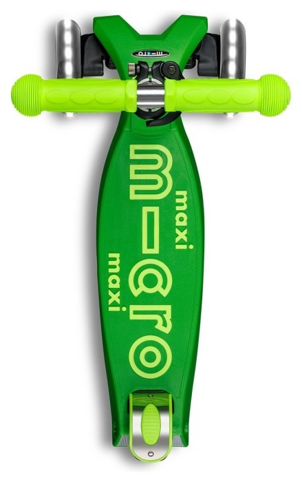 Самокат MICRO серії "Maxi Deluxe Neon LED" – ЗЕЛЕНИЙ ПАПУГА (до 50 кг (kg), 3-х колісний, світло), укр, укр