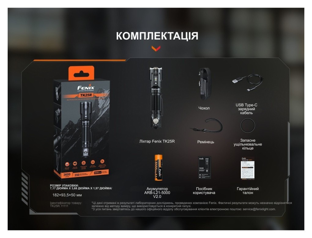 Ліхтар ручний Fenix TK25R, укр, укр