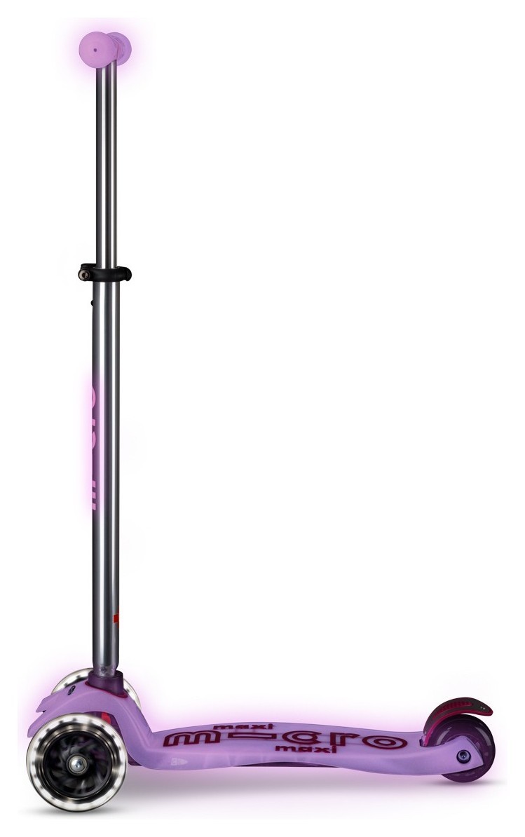 Самокат MICRO серії "Maxi Deluxe Glow LED" – СЯЙНИСТО-ПУРПУРОВИЙ (до 50 kg, 3-х колісний, світло)