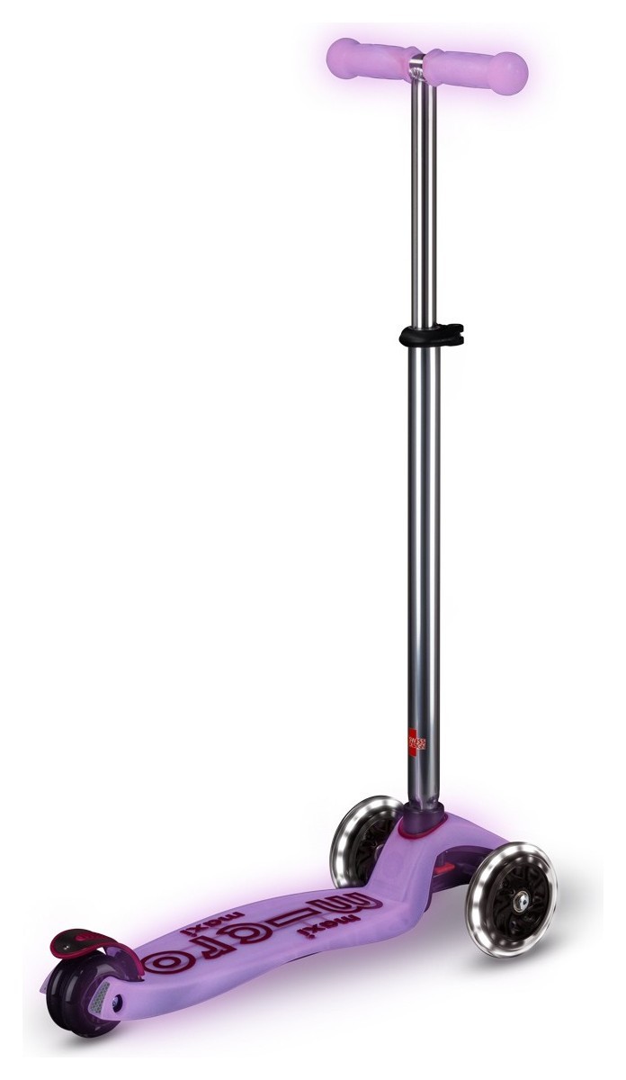 Самокат MICRO серії "Maxi Deluxe Glow LED" – СЯЙНИСТО-ПУРПУРОВИЙ (до 50 kg, 3-х колісний, світло)