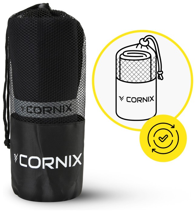 Рушник спортивний Cornix 180 x 100 см з мікрофібри XR-0558 Black