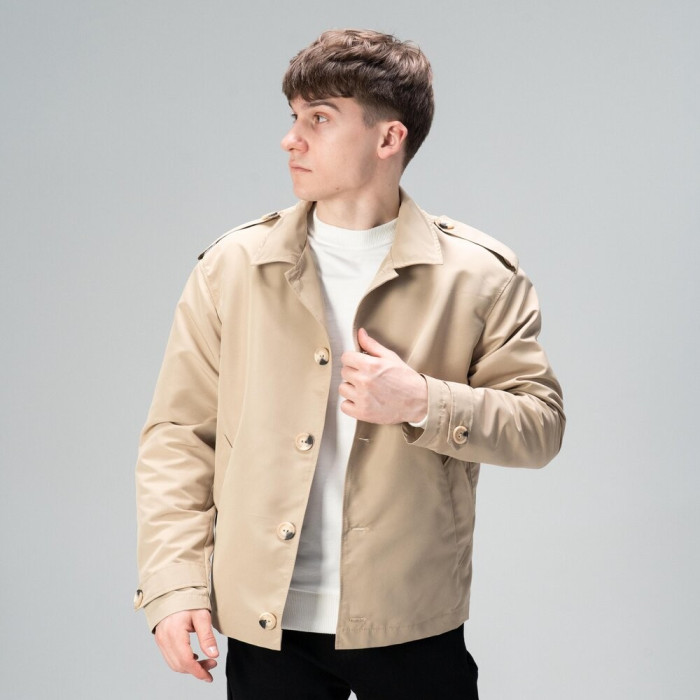 Тренч Slavni мужской весна осень бежевый, Стильный тренч Slavni Rebel бежевый