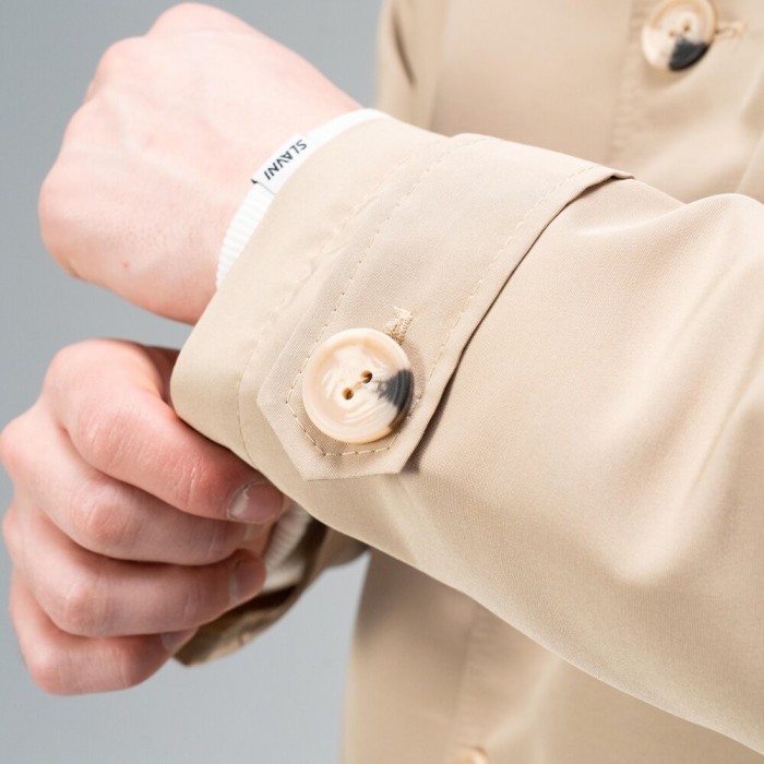 Тренч Slavni мужской весна осень бежевый, Стильный тренч Slavni Rebel бежевый