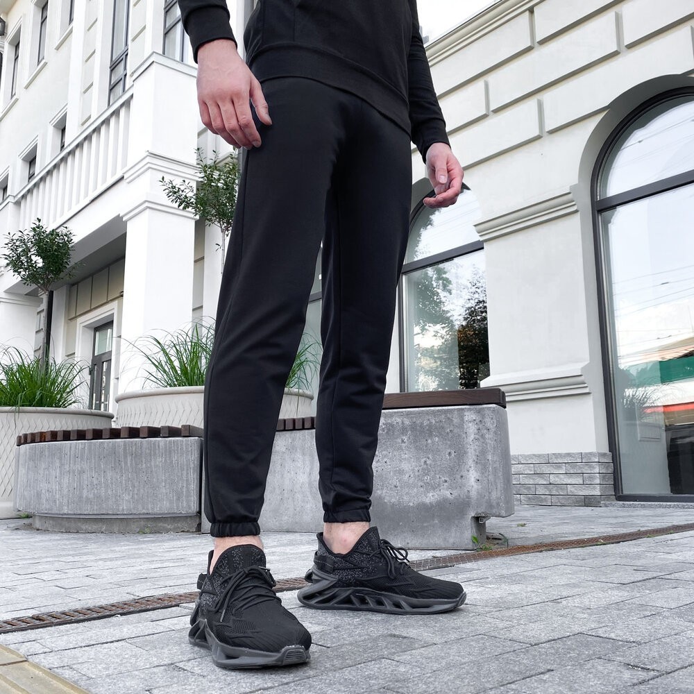 Чоловічі штани джогери з кишенями чорні Pobedov 95