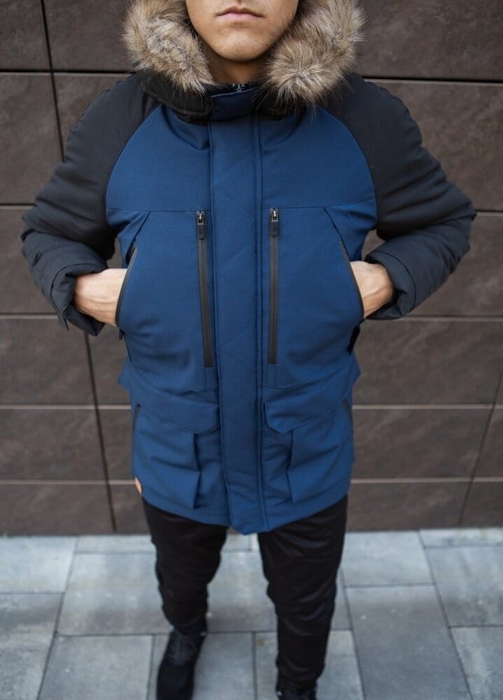 Парка чоловіча зимова середня на котоні з капюшоном Pobedov seniora udacha, укр, укр