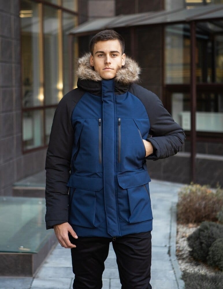 Парка чоловіча зимова середня на котоні з капюшоном Pobedov seniora udacha, укр, укр