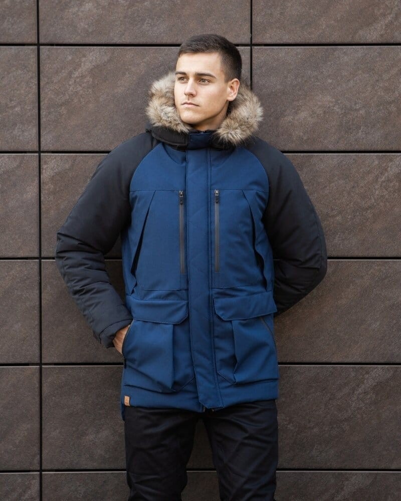 Парка чоловіча зимова середня на котоні з капюшоном Pobedov seniora udacha, укр, укр