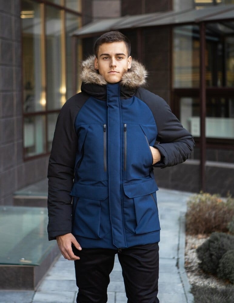 Парка чоловіча зимова середня на котоні з капюшоном Pobedov seniora udacha, укр, укр