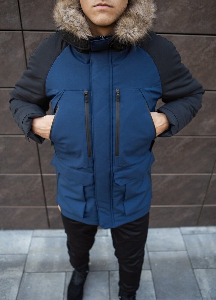 Парка чоловіча зимова середня на котоні з капюшоном Pobedov seniora udacha, укр, укр