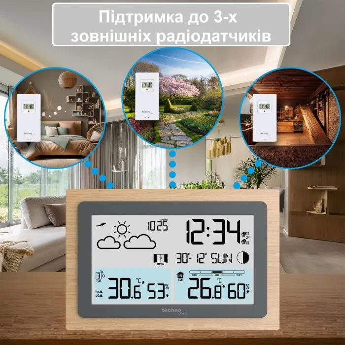 Метеостанція Technoline WS6785 Graphite/Wooden Frame (WS6785)