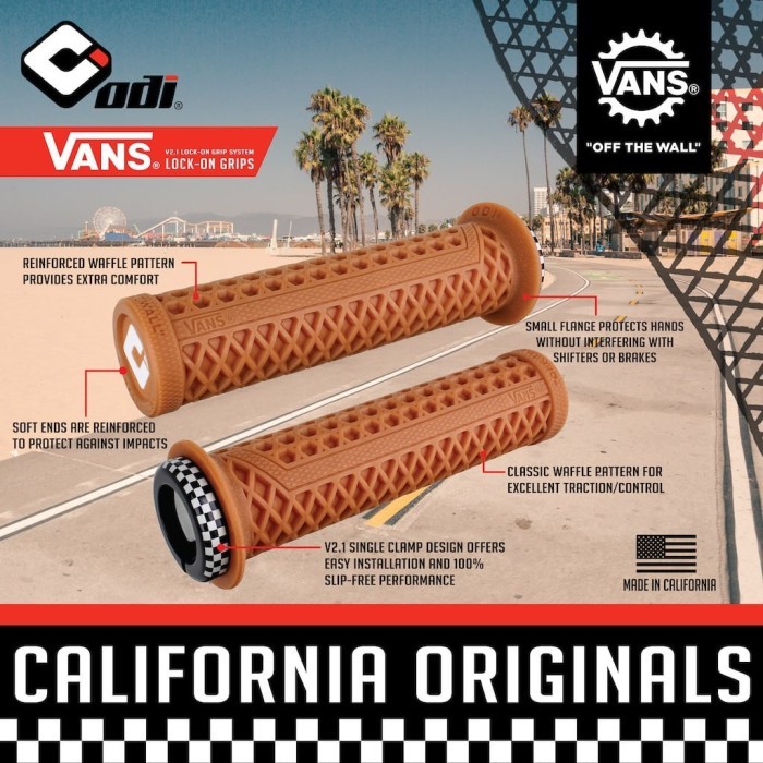 Грипси ODI Vans® Lock-On Grips Black w/ White Clamp, чорні з білими замками, укр, укр