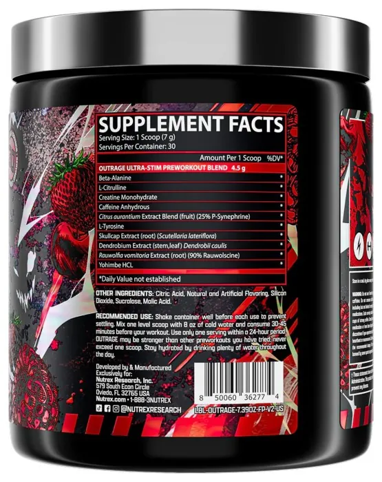 Outrage High-Stim Pre-Workout - 30 услуг Fruit Punch