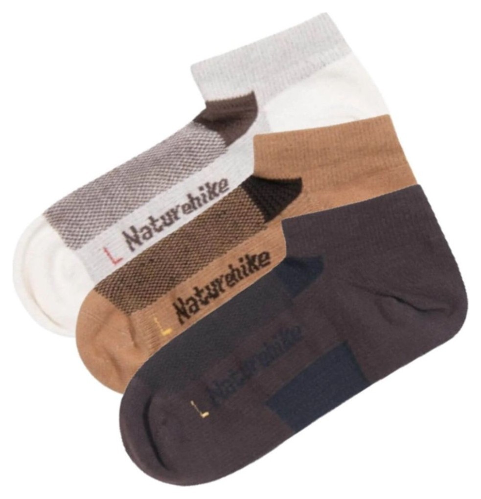 Шкарпетки швидко висихаючі Naturehike NH21FS013, 3 пари (бежеві, коричневі, чорні), розмір М, укр, укр