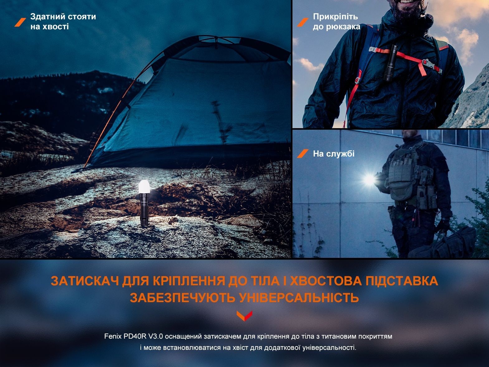 Ліхтар ручний Fenix PD40R V3.0, 3000 lm, укр, укр