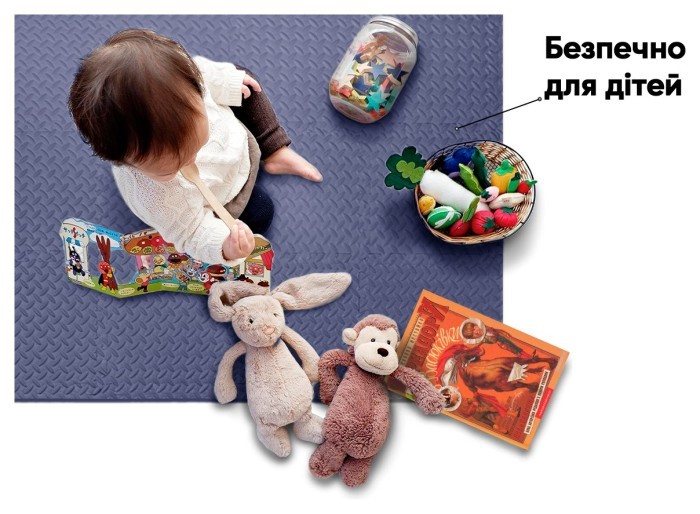 Татамі мат EasyFit SwallowTail 4 шт (60х60х1 см) пазл хвіст ластівки синій, укр, укр