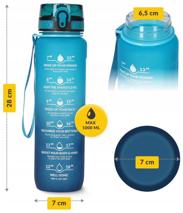 Бутылка для воды спортивная 4FIZJO 1000 мл Sky Blue/Blue (P-5905973400763)