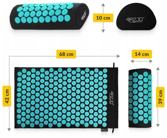 Килимок акупунктурний з валиком 4FIZJO Classic Mat Аплікатор Кузнєцова Black/Blue (P-5905973402385)