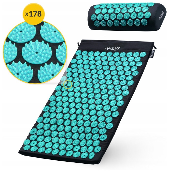 Килимок акупунктурний з валиком 4FIZJO Classic Mat Аплікатор Кузнєцова Black/Blue (P-5905973402385)