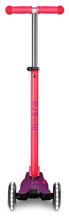 Самокат MICRO серії "Maxi Deluxe Neon LED" – УЛЬТРА РОЖЕВИЙ (до 50 кг (kg), 3-х колісний, світло)