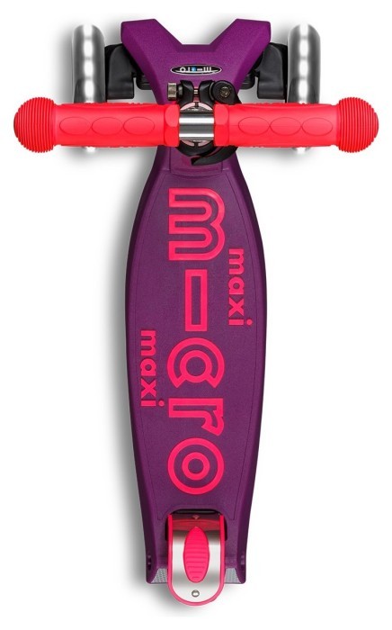 Самокат MICRO серії "Maxi Deluxe Neon LED" – УЛЬТРА РОЖЕВИЙ (до 50 кг (kg), 3-х колісний, світло)