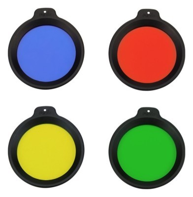 Набор из 4 фильтров (синий, желтый, зеленый, красный) для фонарей Fenix серии HT18 (в комплекте есть сумка для хранения)