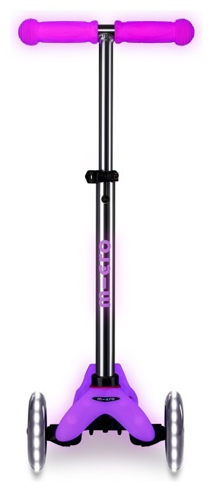 Самокат MICRO серии "Mini Deluxe Glow LED" – морозный розовый (до 50 kg, 3-х колесный, свет)