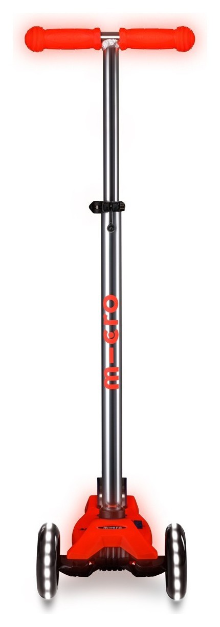 Самокат MICRO серії "Maxi Deluxe Glow LED" – ЧЕРВОНА АУРА (до 50 kg, 3-х колісний, світло)