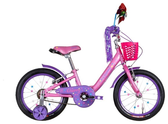 Велосипед ST 16" Formula CHERRY Vbr рама-8,5" рожевий з бузковим 2024 крила, дзвоник, корзина, укр