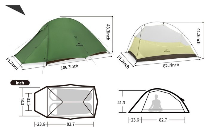 Намет надлегкий двомісний Naturehike Cloud Up Pro CNK2350WS020, темно-зелений