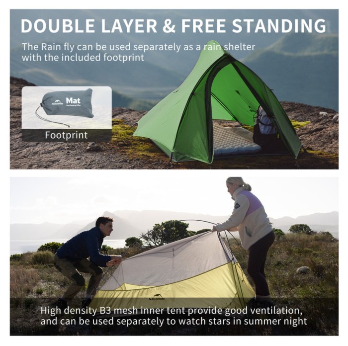 Намет надлегкий двомісний Naturehike Cloud Up Pro CNK2350WS020, темно-зелений