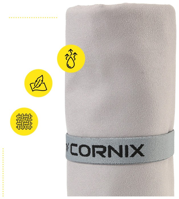Рушник спортивний Cornix 180 x 100 см з мікрофібри XR-0559 Grey