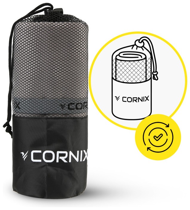 Рушник спортивний Cornix 180 x 100 см з мікрофібри XR-0559 Grey