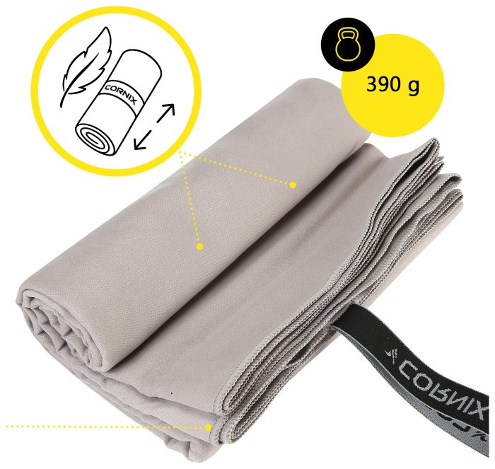 Рушник спортивний Cornix 180 x 100 см з мікрофібри XR-0559 Grey