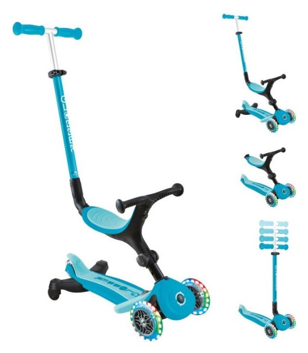 Самокат GLOBBER серії GO UP ACTIVE 360 аква, до 20/50кг, 1+, колеса що світяться, укр, укр