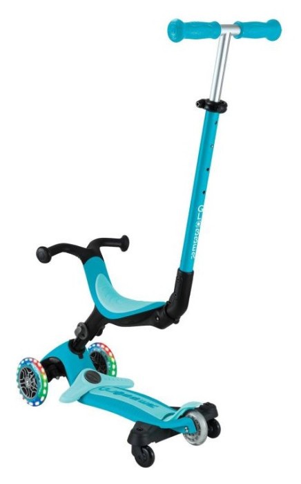 Самокат GLOBBER серії GO UP ACTIVE 360 аква, до 20/50кг, 1+, колеса що світяться, укр, укр