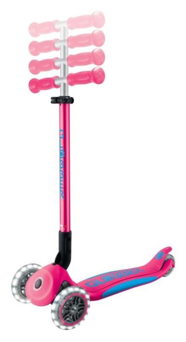 Самокат GLOBBER серії ELITE LIGHTS, фуксія, колеса з підсвіткою, 50кг, 3+, укр, укр