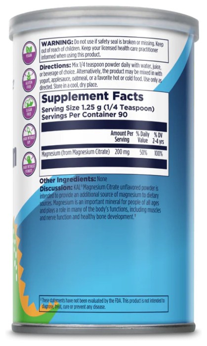 Magnesium Powder 200mg - 4oz Unflavored