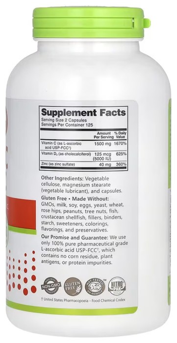 Vitamin C+D3&Zinc - 250 caps