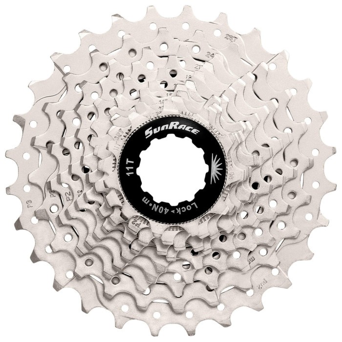 Кассета 10-k 11-28T SUN RACE RS1 стальной паук, Metallic Silver