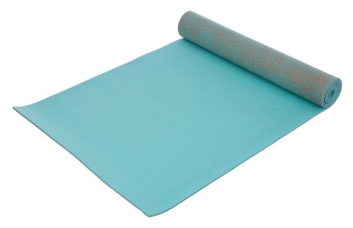 Килимок для йоги Джутовий (Yoga mat) 6мм SP-Sport FI-2441 (розмір 185x62x0,6см, джут), бірюзовий, укр, укр
