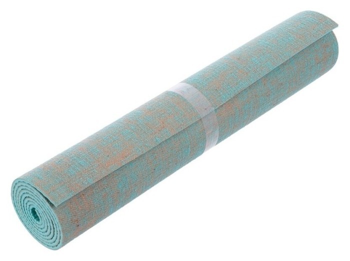 Коврик для йоги Джутовый (Yoga mat) 6мм SP-Sport FI-2441 (размер 185x62x0,6см, джут), бирюзовый