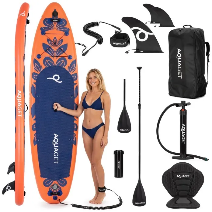 Надувная SUP доска Aquaget 350 см с веслом AQ0045 Orange/Navy Blue