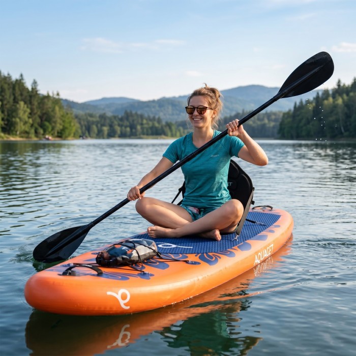 Надувная SUP доска Aquaget 350 см с веслом AQ0045 Orange/Navy Blue