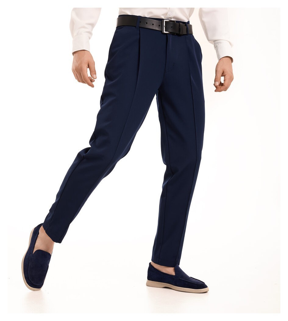 Темно-синие демисезонные штаны для мужчин. Брюки Pobedov Legend синие из костюмки