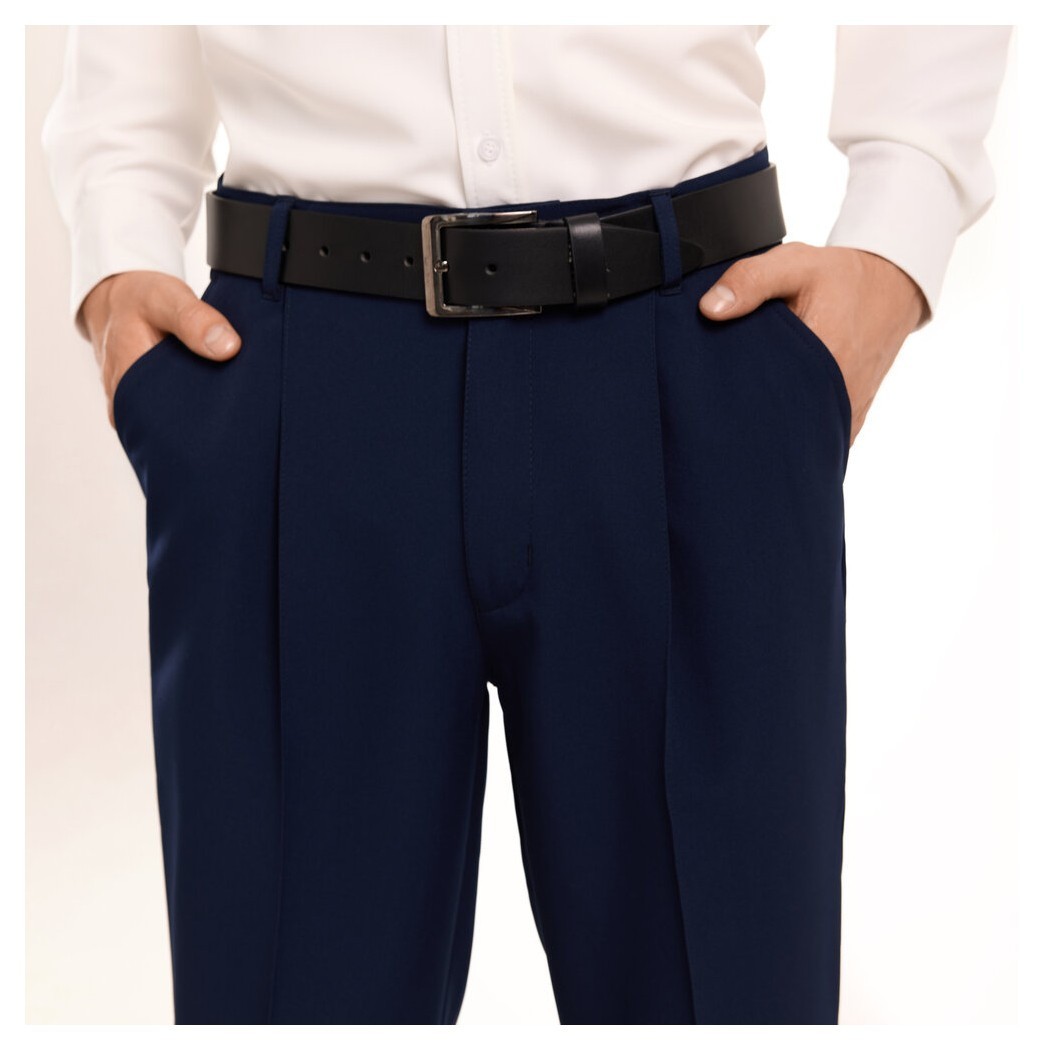 Темно-синие демисезонные штаны для мужчин. Брюки Pobedov Legend синие из костюмки