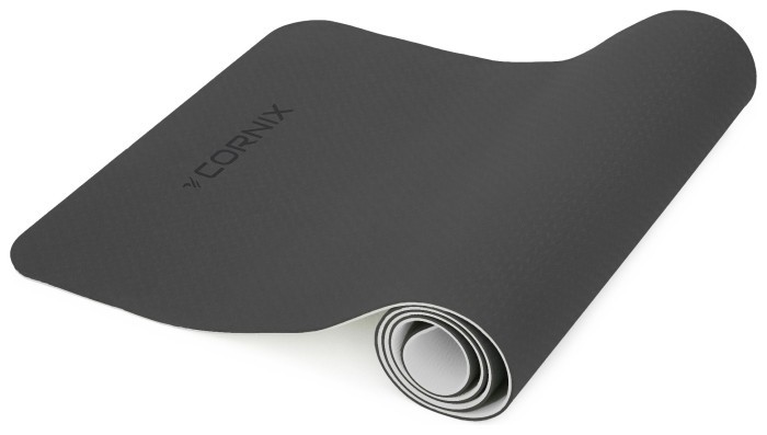 Коврик спортивный Cornix TPE 183 x 61 x 0.6 см для йоги и фитнеса XR-0349 Black/Grey