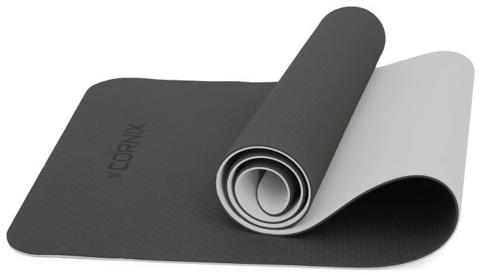 Коврик спортивный Cornix TPE 183 x 61 x 0.6 см для йоги и фитнеса XR-0349 Black/Grey